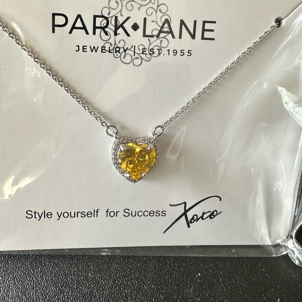Park Lane Silver Necklace with Yellow Heart Pendant